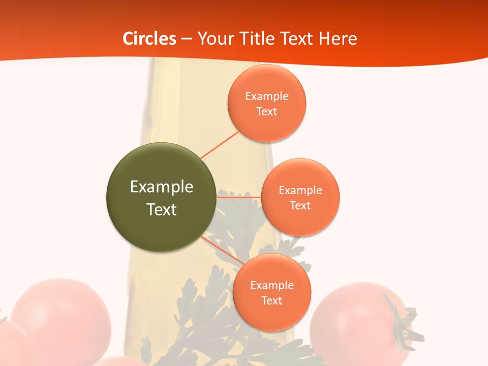 Bottle Of Olive Oil, Tomatoes, And Leaf Of Parsley Ready For Salad PowerPoint Template