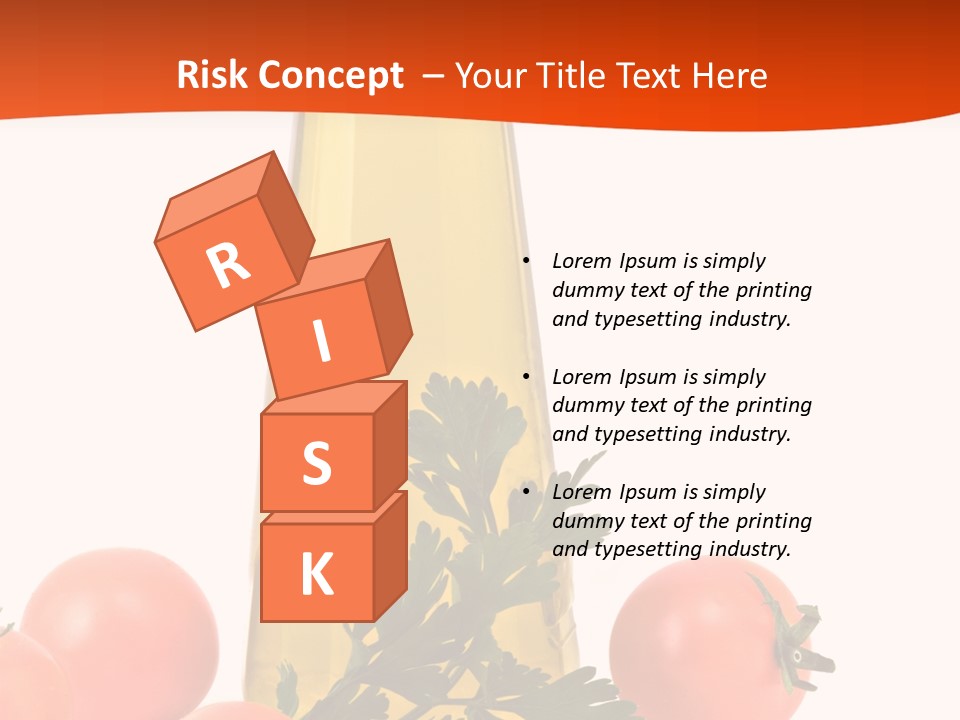 Bottle Of Olive Oil, Tomatoes, And Leaf Of Parsley Ready For Salad PowerPoint Template