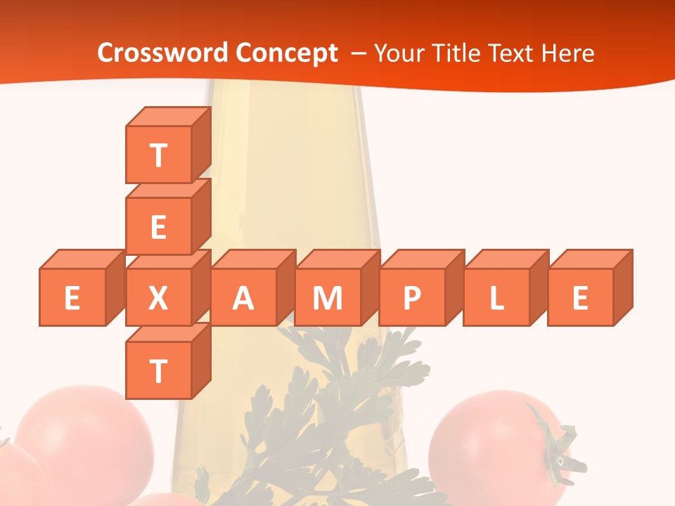 Bottle Of Olive Oil, Tomatoes, And Leaf Of Parsley Ready For Salad PowerPoint Template