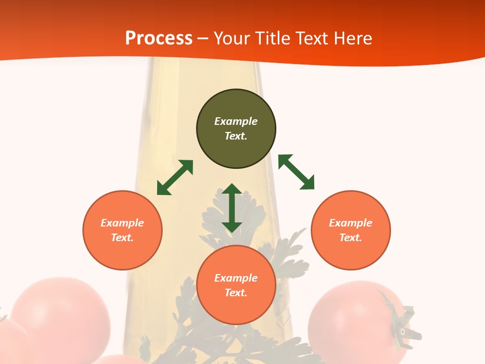 Bottle Of Olive Oil, Tomatoes, And Leaf Of Parsley Ready For Salad PowerPoint Template