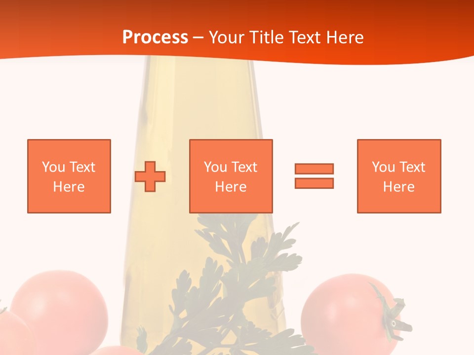 Bottle Of Olive Oil, Tomatoes, And Leaf Of Parsley Ready For Salad PowerPoint Template