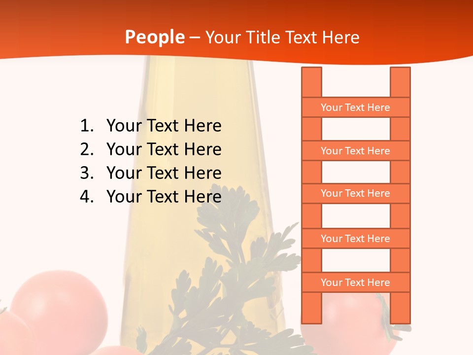 Bottle Of Olive Oil, Tomatoes, And Leaf Of Parsley Ready For Salad PowerPoint Template