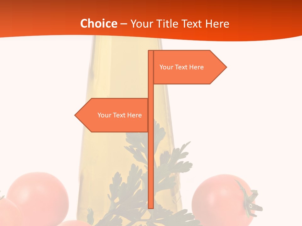 Bottle Of Olive Oil, Tomatoes, And Leaf Of Parsley Ready For Salad PowerPoint Template