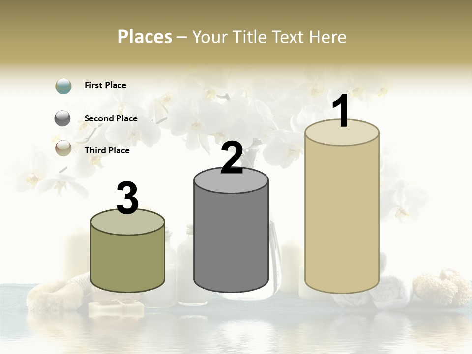 Essential Body Massage Oils In Bottles For Body Care With Reflection PowerPoint Template