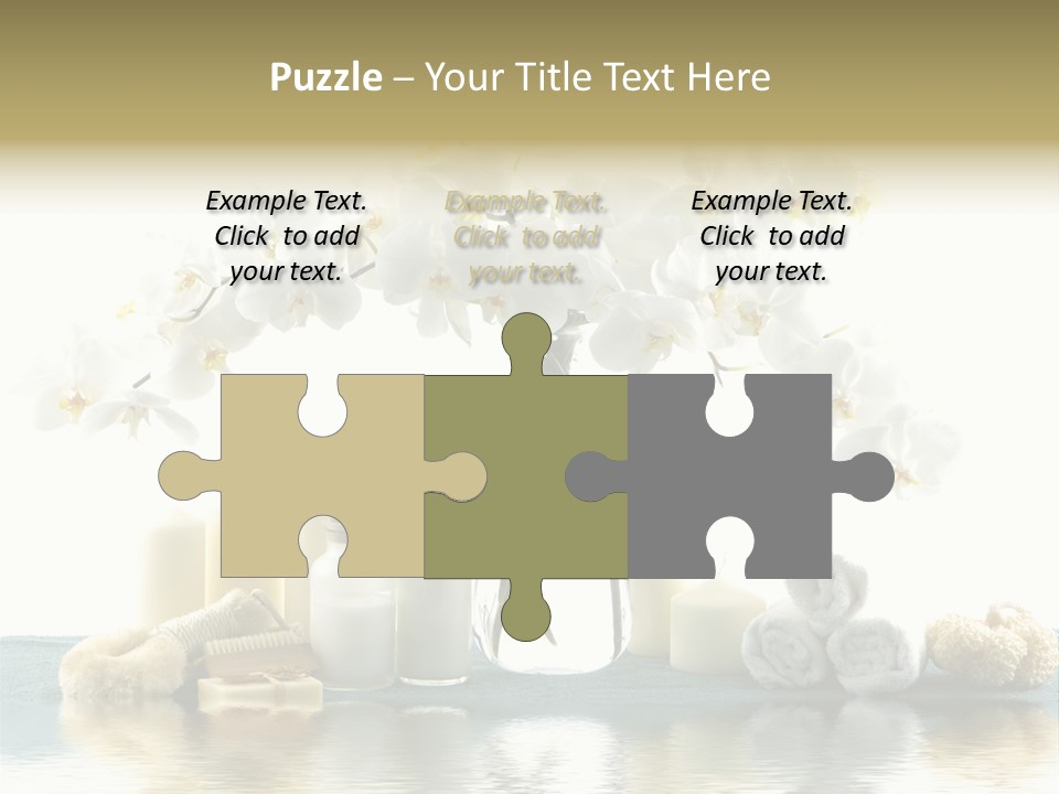 Essential Body Massage Oils In Bottles For Body Care With Reflection PowerPoint Template