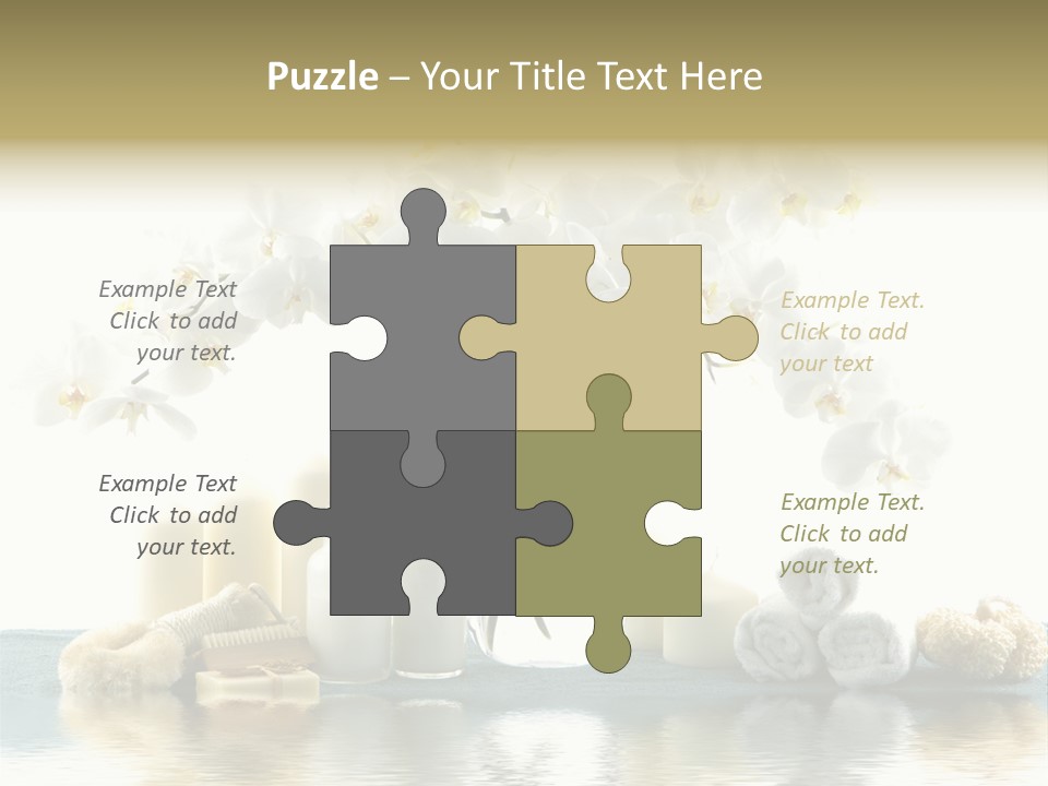 Essential Body Massage Oils In Bottles For Body Care With Reflection PowerPoint Template