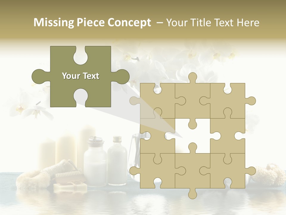 Essential Body Massage Oils In Bottles For Body Care With Reflection PowerPoint Template