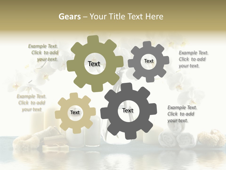 Essential Body Massage Oils In Bottles For Body Care With Reflection PowerPoint Template