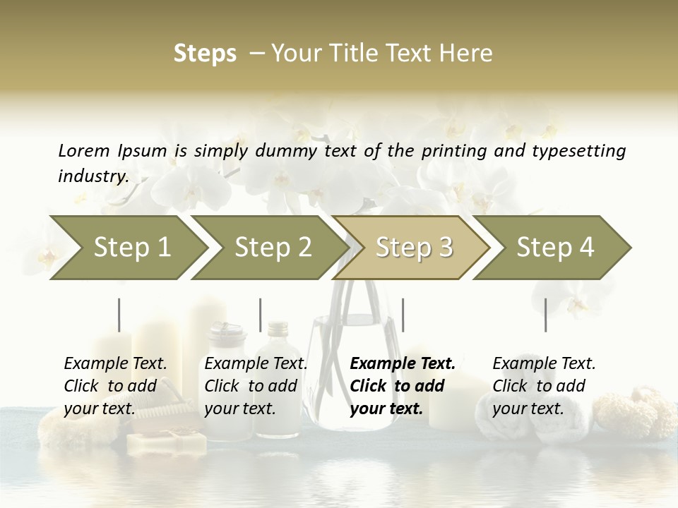 Essential Body Massage Oils In Bottles For Body Care With Reflection PowerPoint Template