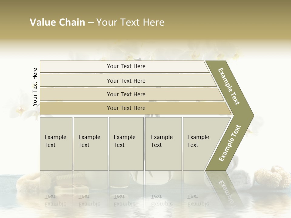 Essential Body Massage Oils In Bottles For Body Care With Reflection PowerPoint Template