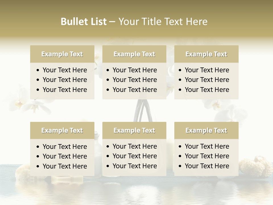 Essential Body Massage Oils In Bottles For Body Care With Reflection PowerPoint Template