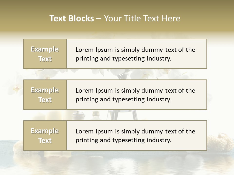 Essential Body Massage Oils In Bottles For Body Care With Reflection PowerPoint Template