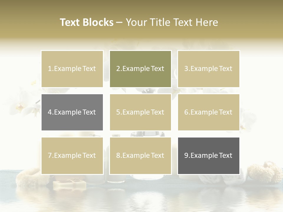 Essential Body Massage Oils In Bottles For Body Care With Reflection PowerPoint Template