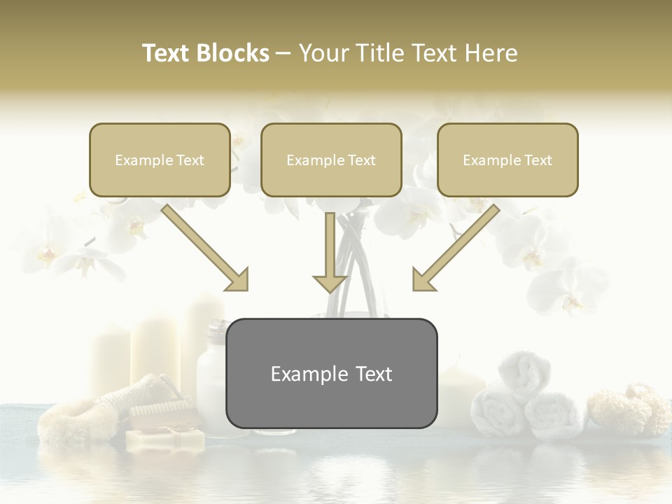 Essential Body Massage Oils In Bottles For Body Care With Reflection PowerPoint Template