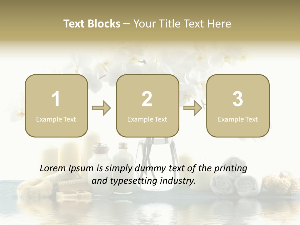 Essential Body Massage Oils In Bottles For Body Care With Reflection PowerPoint Template