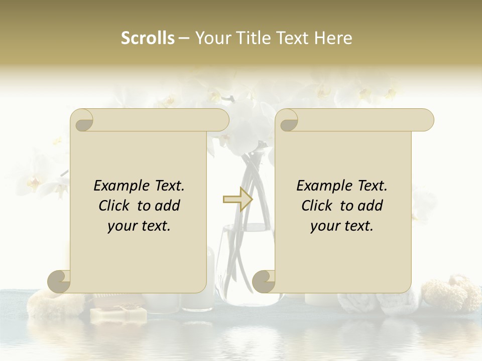 Essential Body Massage Oils In Bottles For Body Care With Reflection PowerPoint Template