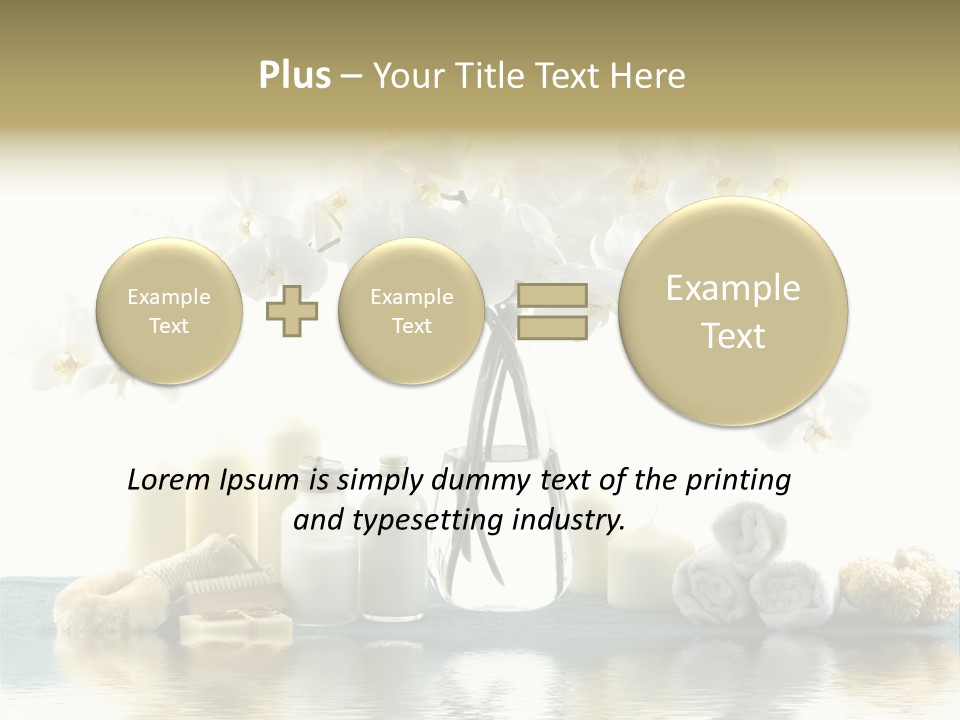 Essential Body Massage Oils In Bottles For Body Care With Reflection PowerPoint Template