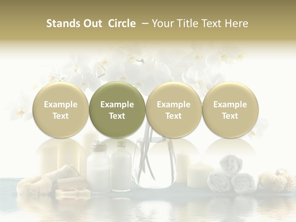 Essential Body Massage Oils In Bottles For Body Care With Reflection PowerPoint Template