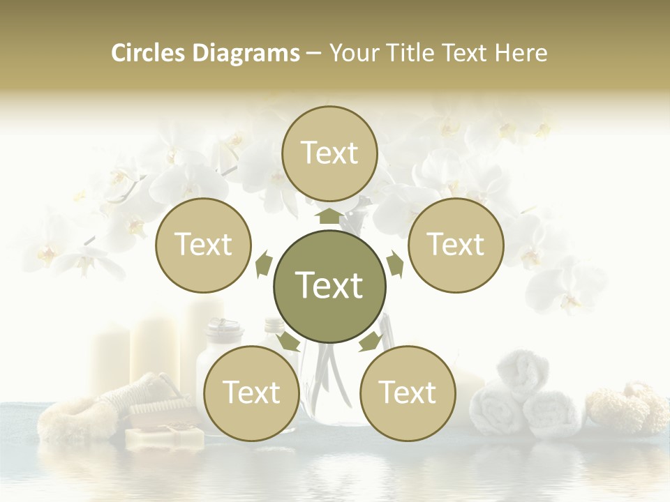 Essential Body Massage Oils In Bottles For Body Care With Reflection PowerPoint Template