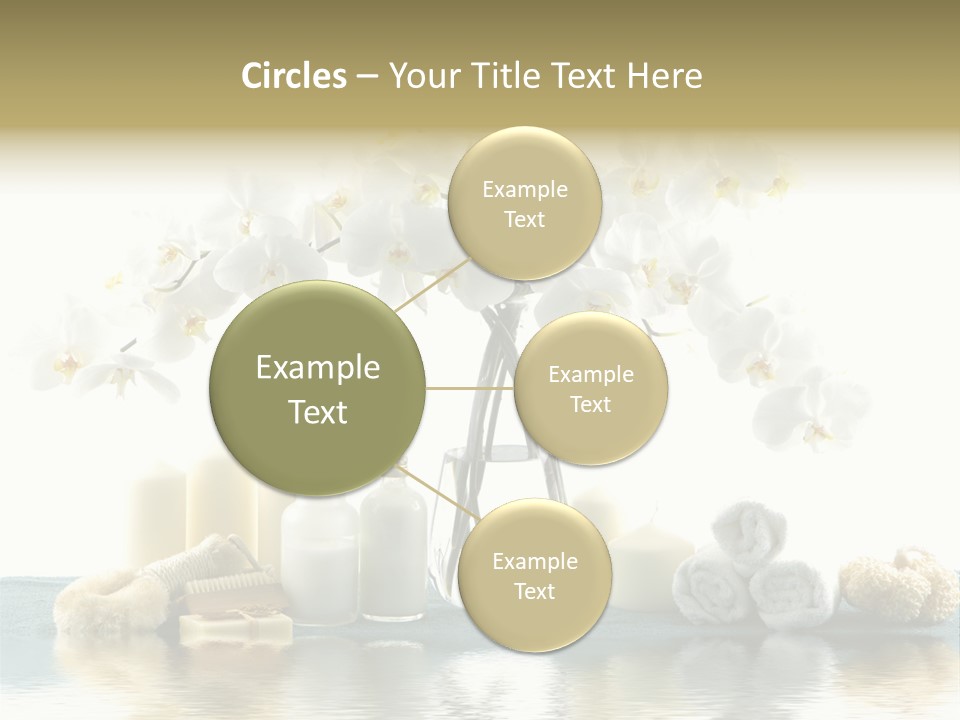 Essential Body Massage Oils In Bottles For Body Care With Reflection PowerPoint Template