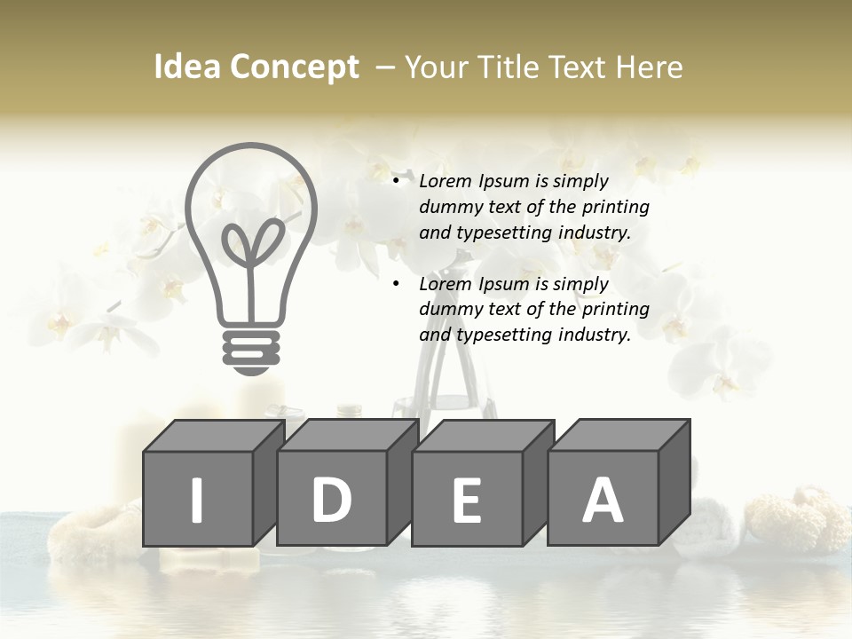 Essential Body Massage Oils In Bottles For Body Care With Reflection PowerPoint Template