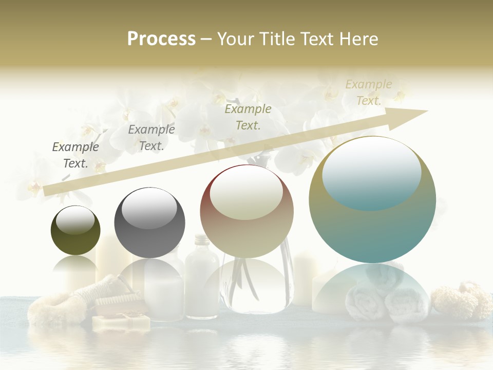 Essential Body Massage Oils In Bottles For Body Care With Reflection PowerPoint Template