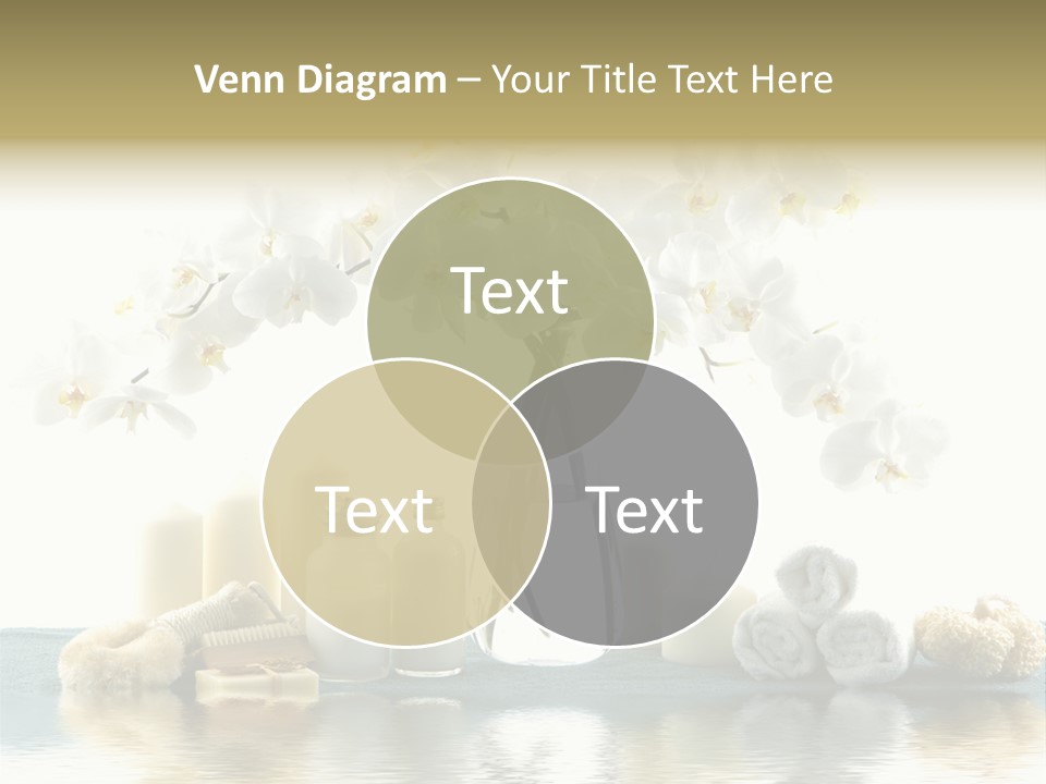 Essential Body Massage Oils In Bottles For Body Care With Reflection PowerPoint Template