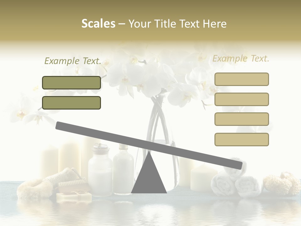 Essential Body Massage Oils In Bottles For Body Care With Reflection PowerPoint Template