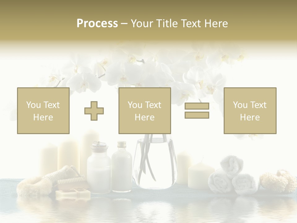 Essential Body Massage Oils In Bottles For Body Care With Reflection PowerPoint Template