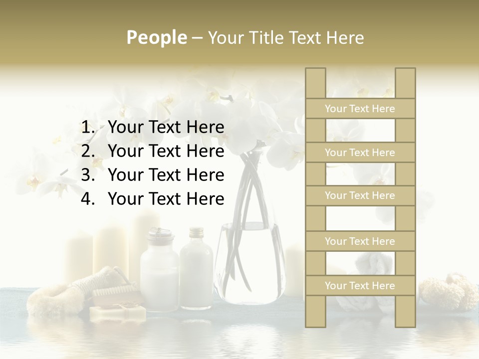 Essential Body Massage Oils In Bottles For Body Care With Reflection PowerPoint Template