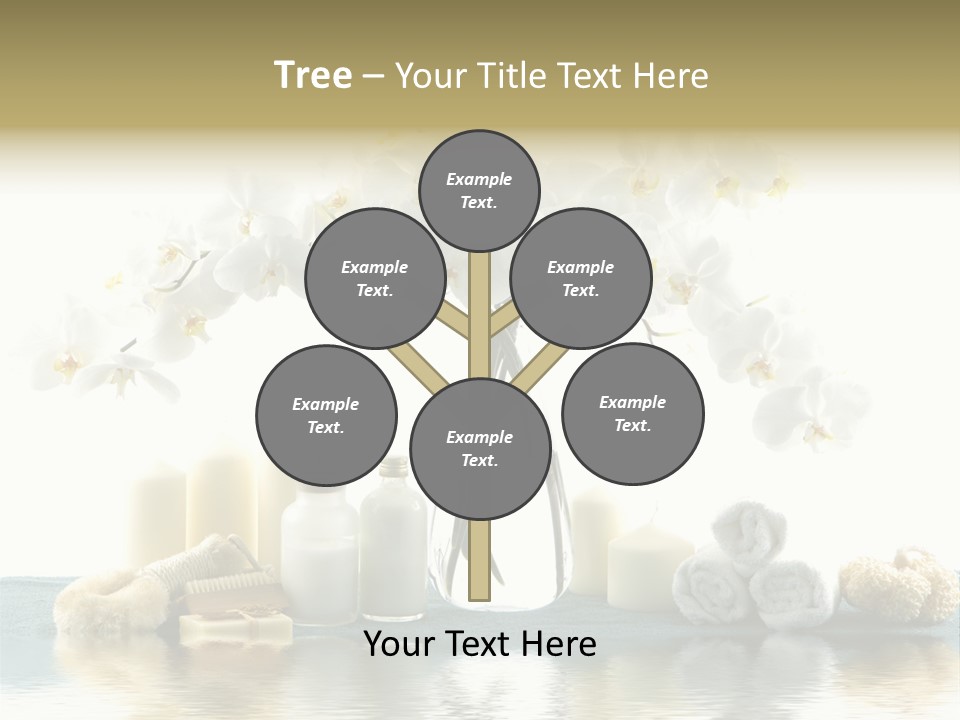 Essential Body Massage Oils In Bottles For Body Care With Reflection PowerPoint Template