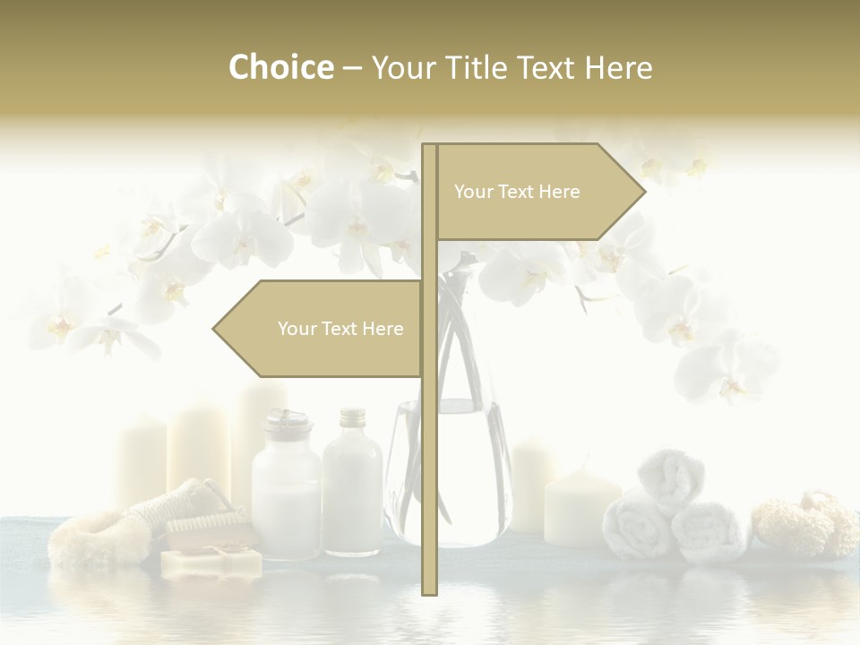 Essential Body Massage Oils In Bottles For Body Care With Reflection PowerPoint Template