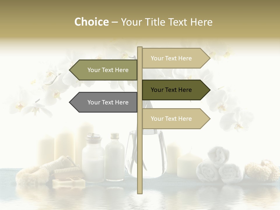 Essential Body Massage Oils In Bottles For Body Care With Reflection PowerPoint Template