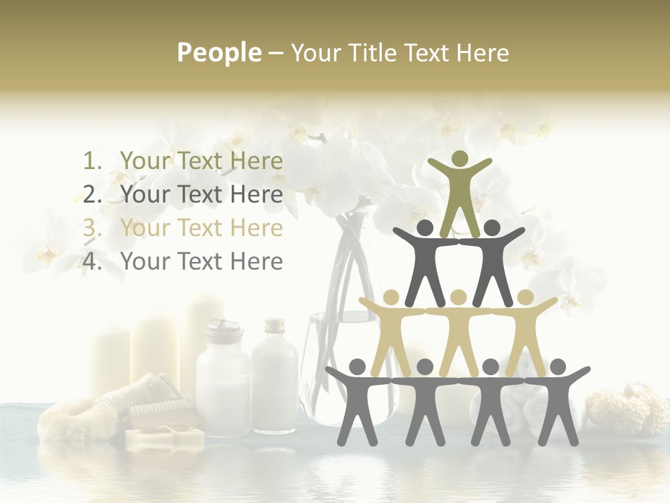 Essential Body Massage Oils In Bottles For Body Care With Reflection PowerPoint Template