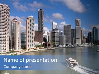 Queensland Capital City Brisbane In Australia, Cbd, Riverside PowerPoint Template