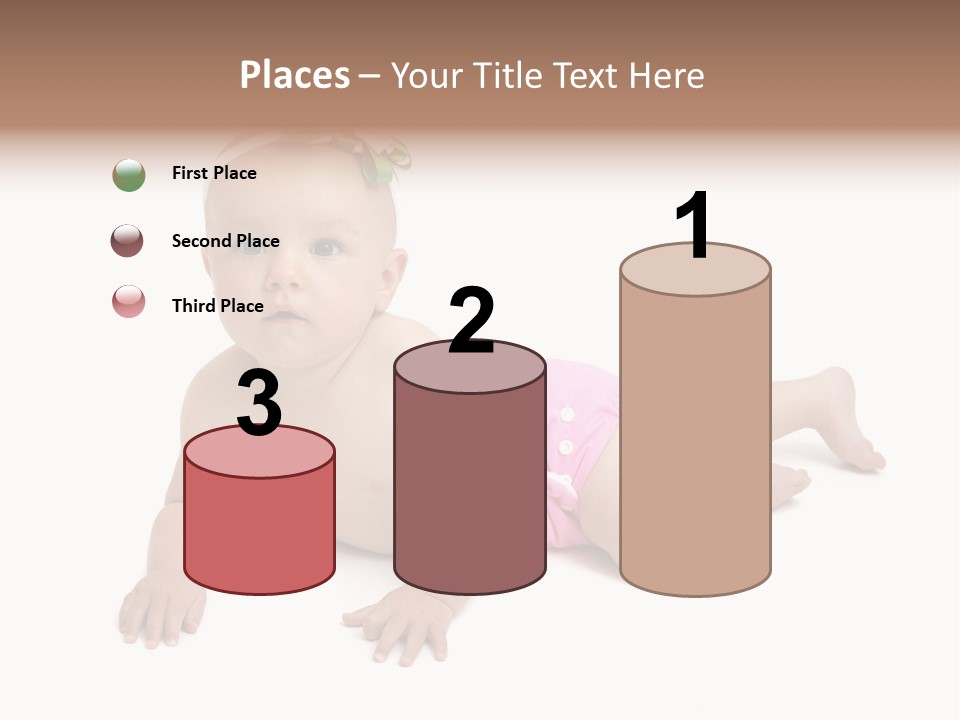 One Full Length Portrait Of A Young Baby Girl In Her Cloth Diaper Over White PowerPoint Template