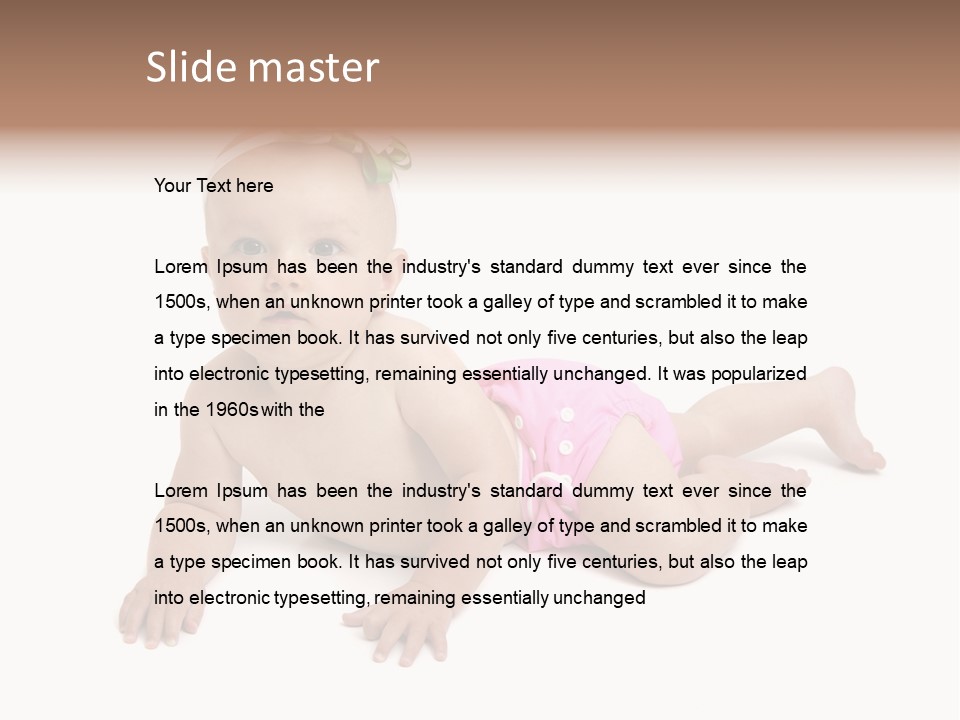 One Full Length Portrait Of A Young Baby Girl In Her Cloth Diaper Over White PowerPoint Template