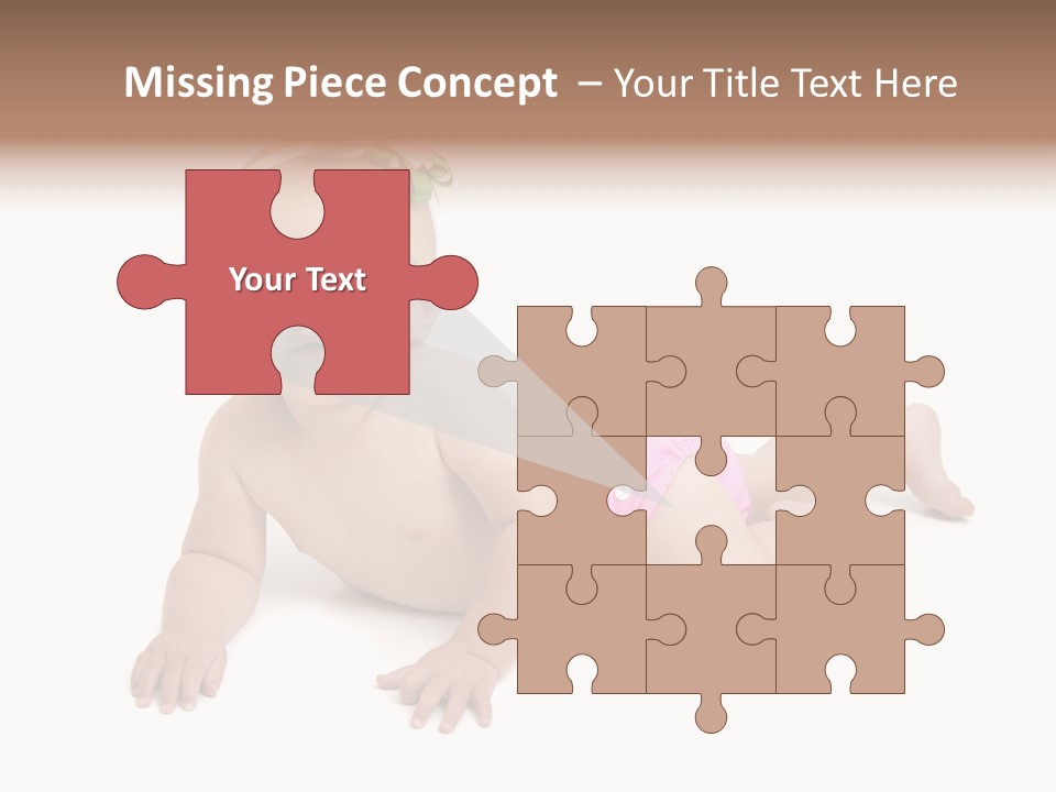 One Full Length Portrait Of A Young Baby Girl In Her Cloth Diaper Over White PowerPoint Template