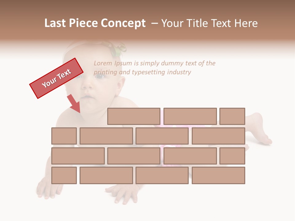 One Full Length Portrait Of A Young Baby Girl In Her Cloth Diaper Over White PowerPoint Template