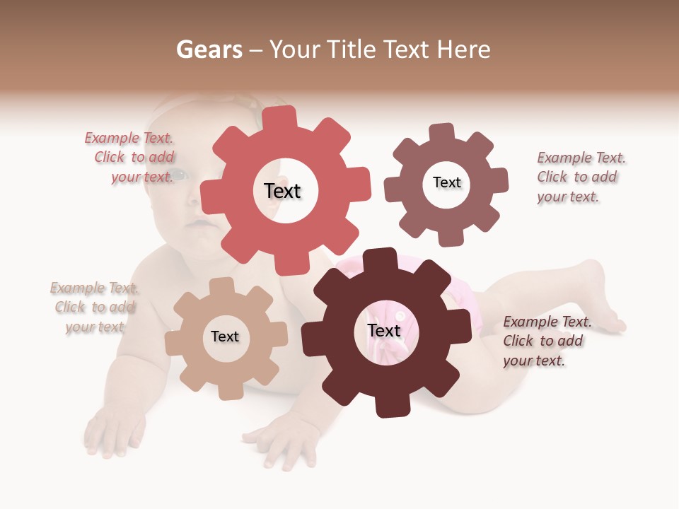 One Full Length Portrait Of A Young Baby Girl In Her Cloth Diaper Over White PowerPoint Template