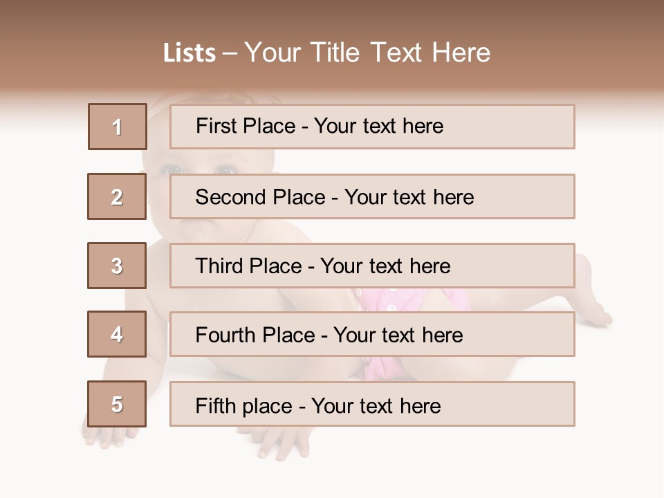 One Full Length Portrait Of A Young Baby Girl In Her Cloth Diaper Over White PowerPoint Template