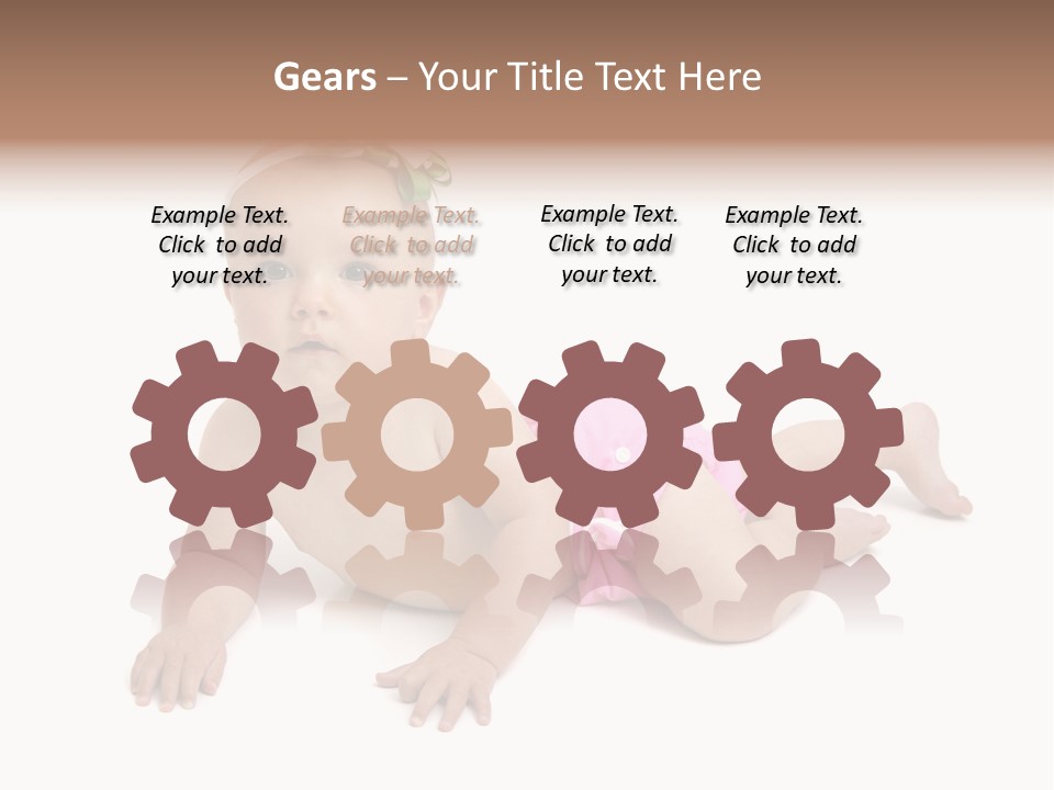 One Full Length Portrait Of A Young Baby Girl In Her Cloth Diaper Over White PowerPoint Template