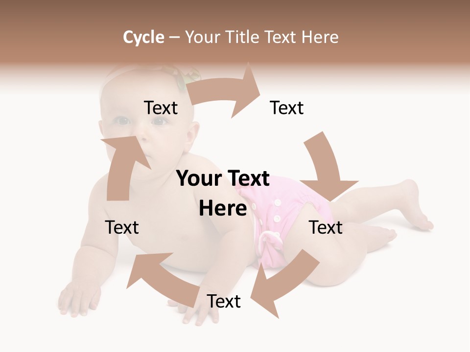 One Full Length Portrait Of A Young Baby Girl In Her Cloth Diaper Over White PowerPoint Template