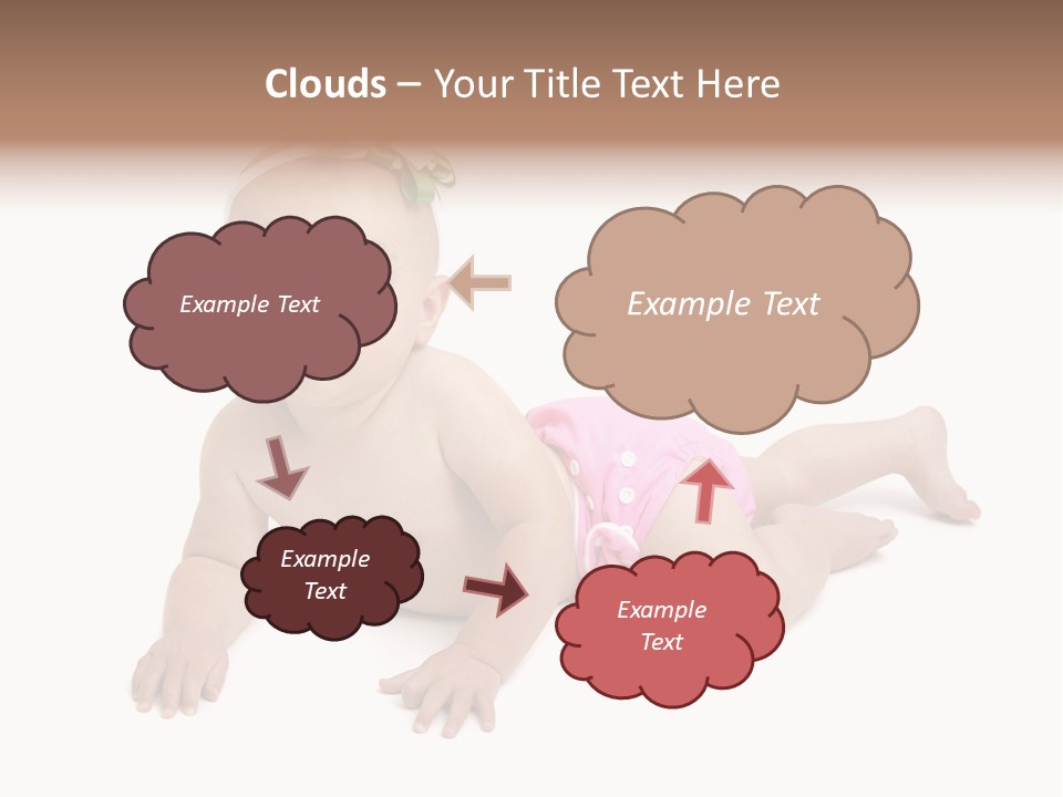 One Full Length Portrait Of A Young Baby Girl In Her Cloth Diaper Over White PowerPoint Template