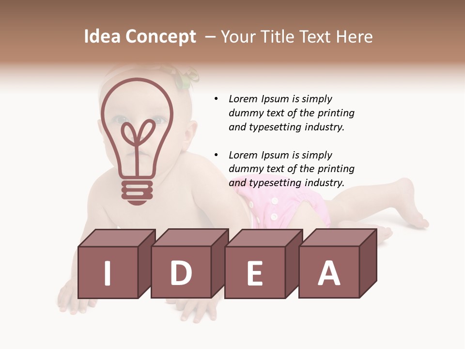 One Full Length Portrait Of A Young Baby Girl In Her Cloth Diaper Over White PowerPoint Template