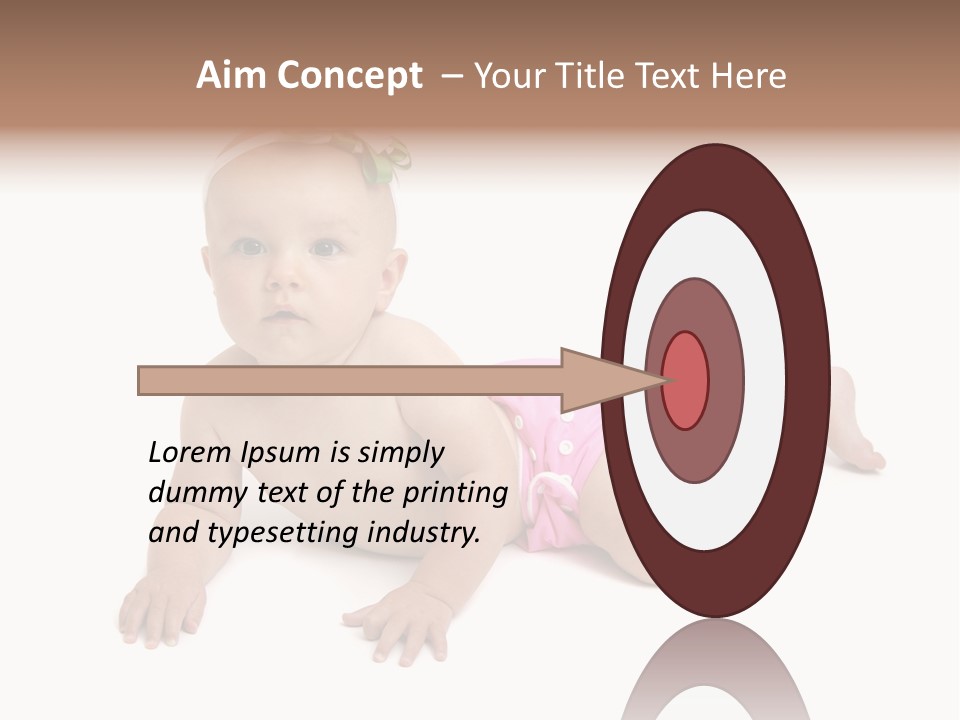 One Full Length Portrait Of A Young Baby Girl In Her Cloth Diaper Over White PowerPoint Template