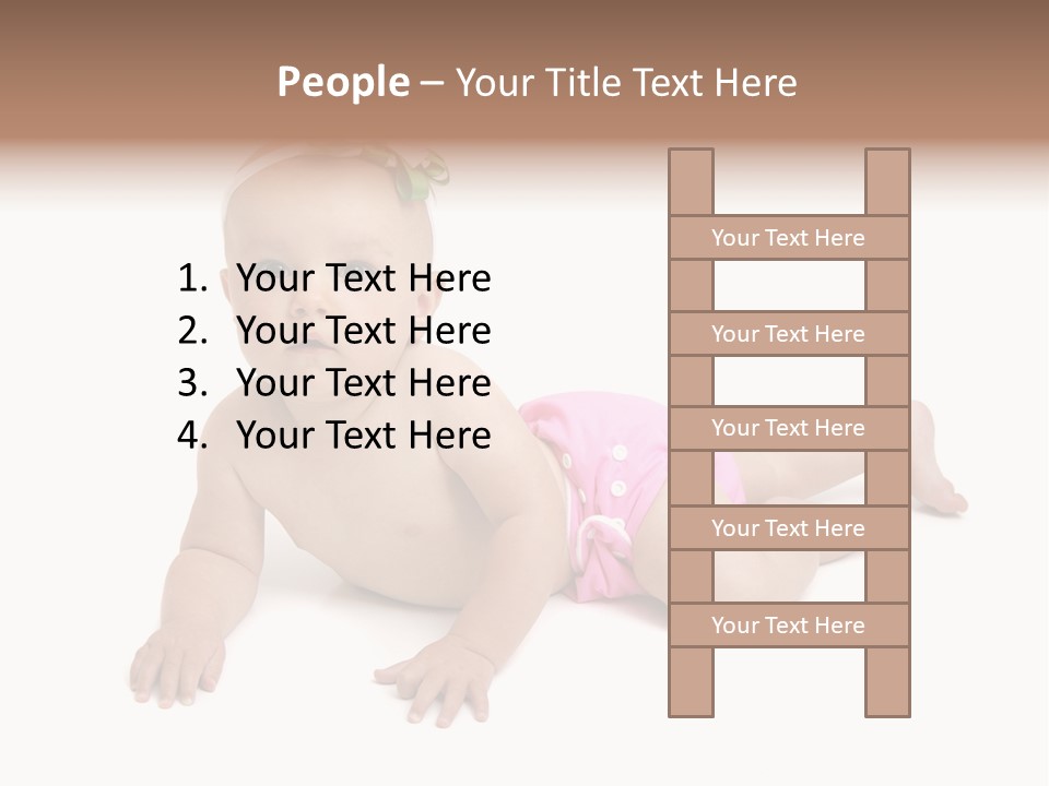 One Full Length Portrait Of A Young Baby Girl In Her Cloth Diaper Over White PowerPoint Template