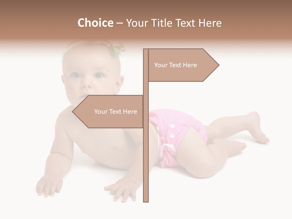 One Full Length Portrait Of A Young Baby Girl In Her Cloth Diaper Over White PowerPoint Template