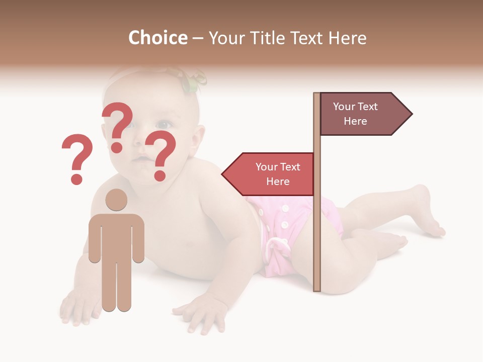 One Full Length Portrait Of A Young Baby Girl In Her Cloth Diaper Over White PowerPoint Template