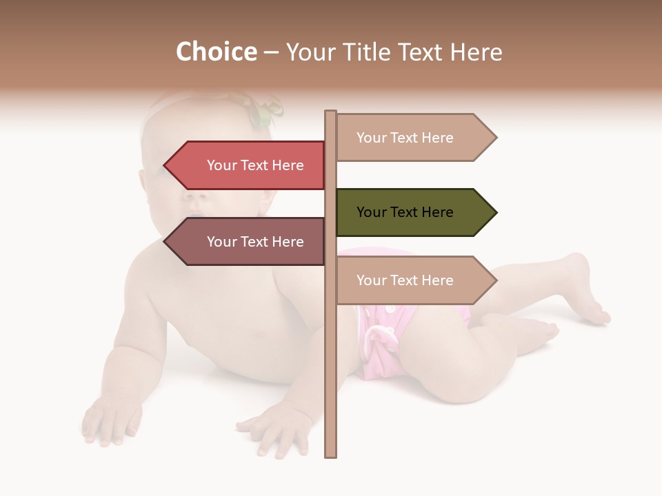 One Full Length Portrait Of A Young Baby Girl In Her Cloth Diaper Over White PowerPoint Template